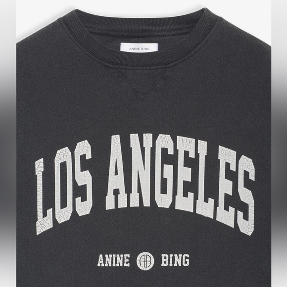 NEW NWT Anine Bing RAMONA SWEATSHIRT LOS ANGELES WASHED BLACK size L - Picture 2 of 9